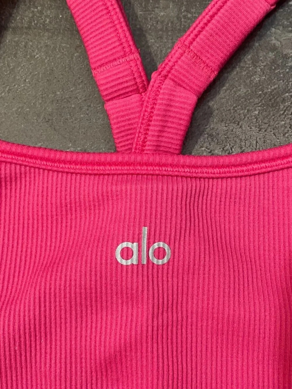 ALO Yoga Hot Pink Ribbed Sports Bra